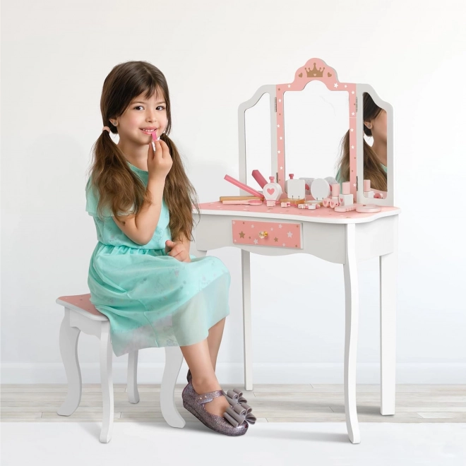 Coiffeuse en bois avec chaise pour enfants de Tooky Toy