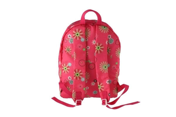 Sac à dos rose avec porte-poupée au motif fleuri