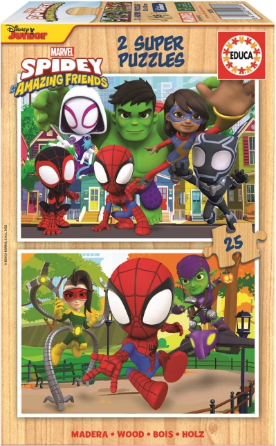 EDUCA Puzzle en bois Spidey et ses amis extraordinaires 2x25 pièces
