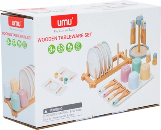 Ensemble de vaisselle en bois pour enfants 33 pièces