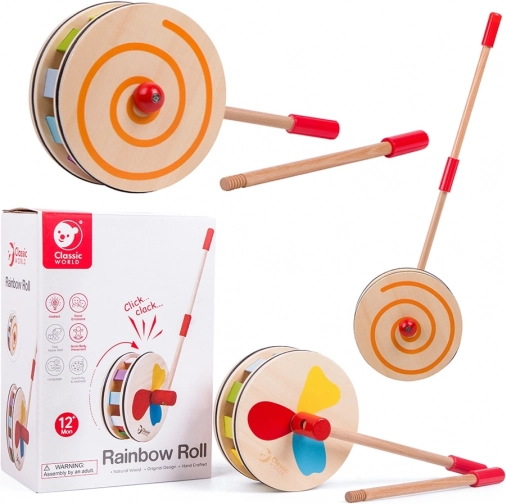 chariot pousseur arc-en-ciel en bois Classic World