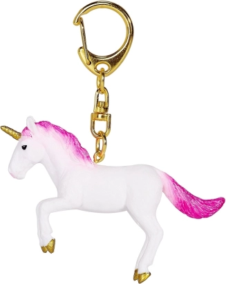 Porte-clés licorne sautante rose néon