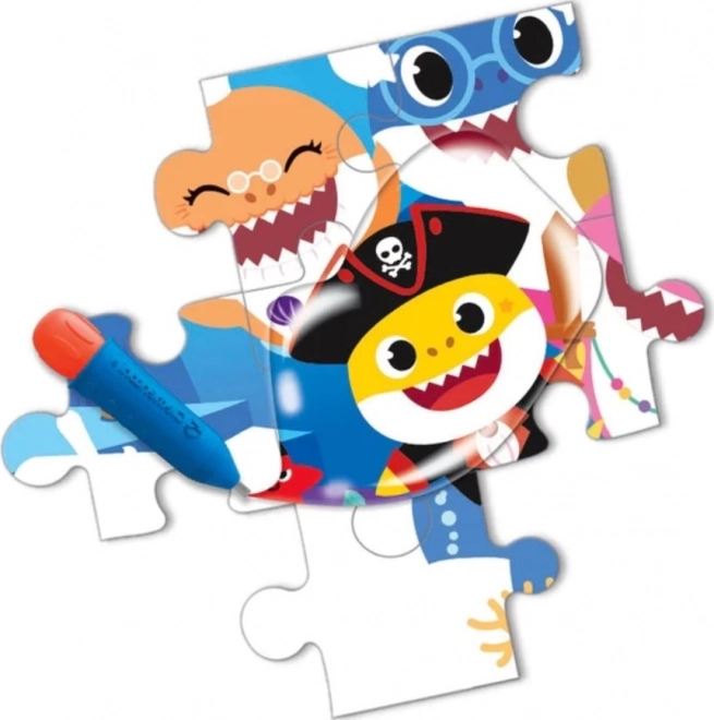 CLEMENTONI Puzzle à colorier avec de l'eau Water Magic : Baby Shark 15 pièces