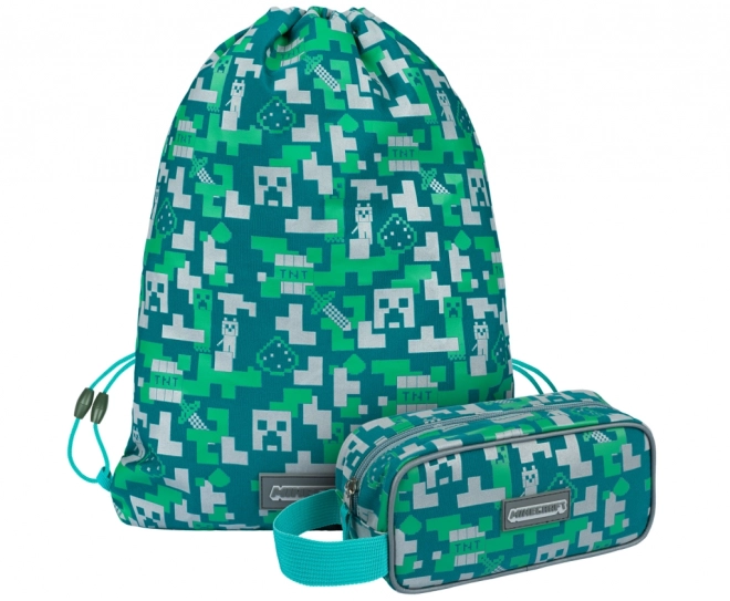 Ensemble Minecraft 2 avec motif Creeper Argenté