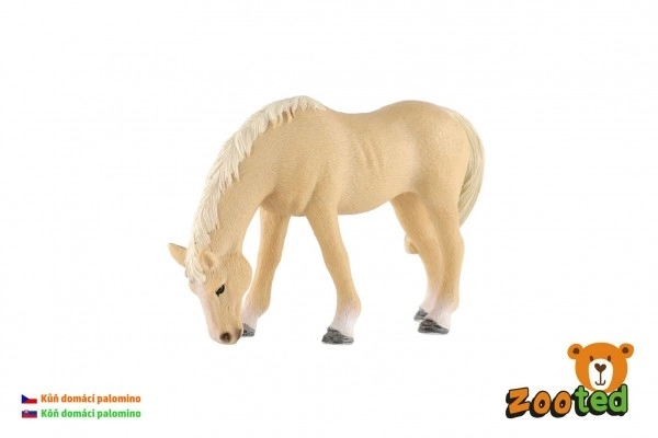 Jument palomino domestique en plastique zooted 13cm en sachet