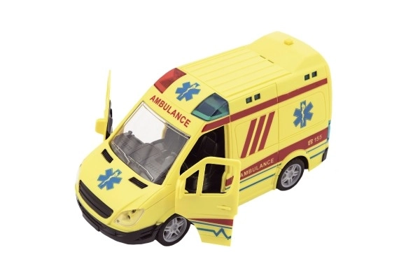 Ambulance jouet plastique 20cm à inertie sur piles avec son et lumière dans boîte 26x15x12cm