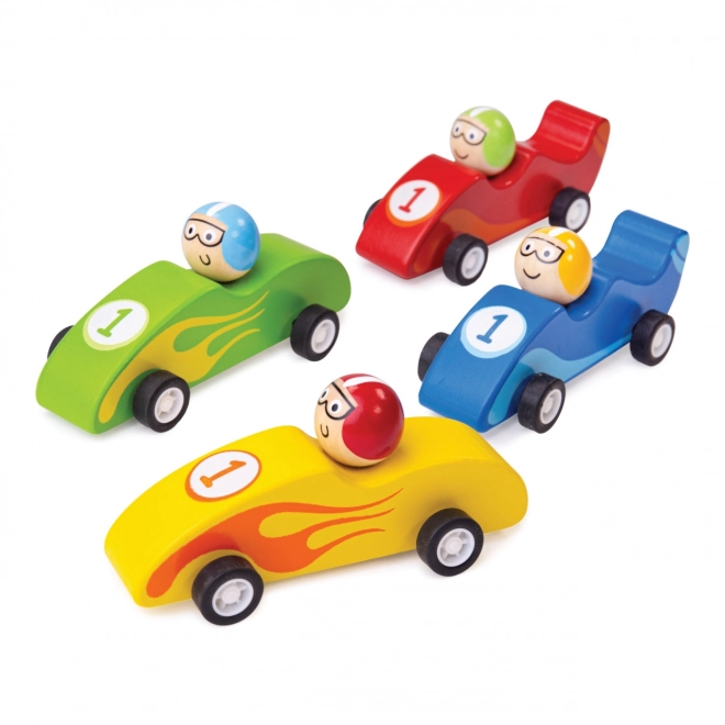 Voiture de course en bois colorée