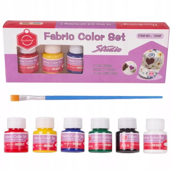 Ensemble de peintures pour textile 6 couleurs avec accessoires