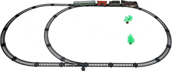 train rétro avec fumée et sons, set avec rails et accessoires