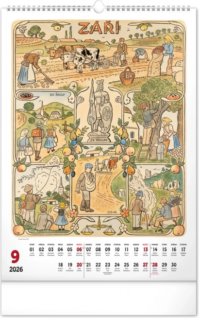 Calendrier mural Josef Lada 2026