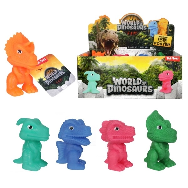 Dinosaure en caoutchouc 8cm - 5 types en boîte