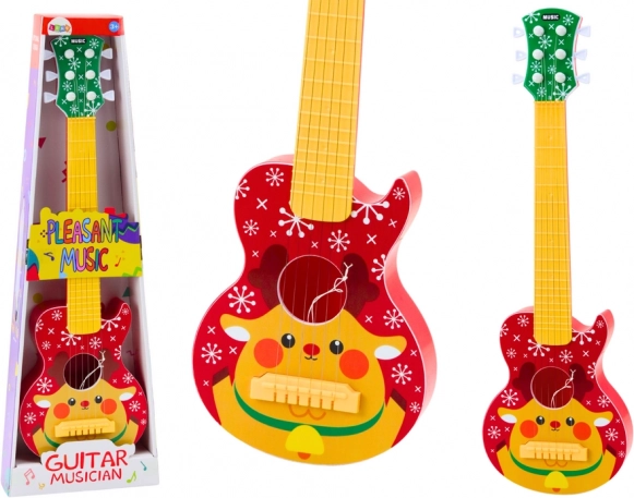 jouet guitare pour enfants avec réglage des cordes renne rouge