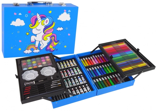 Grande boîte de dessin dans une mallette 145 pièces Licorne
