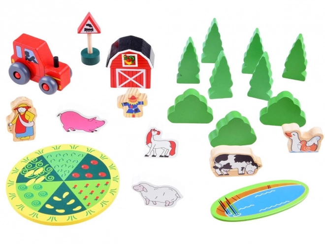 Ensemble de Train en Bois Ferme pour Enfants