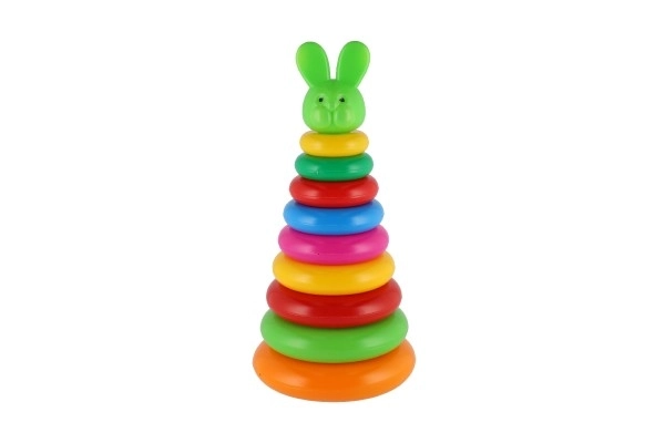 Pyramide à empiler avec anneaux en plastique 28 cm ass. 2 types en filet 12m+