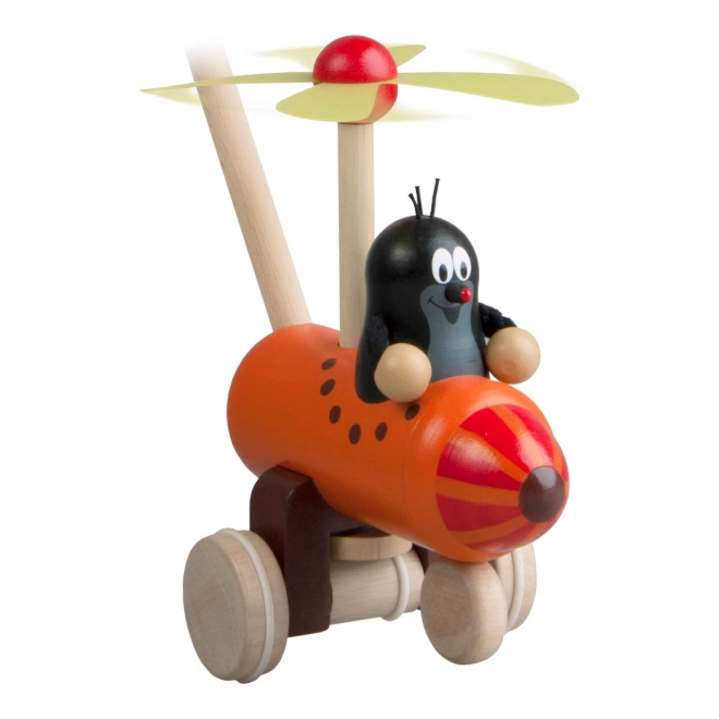 Pousseur sur bâton Krteček en avion - 60 cm