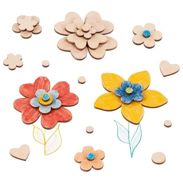 Tranches en bois - ensemble créatif floral