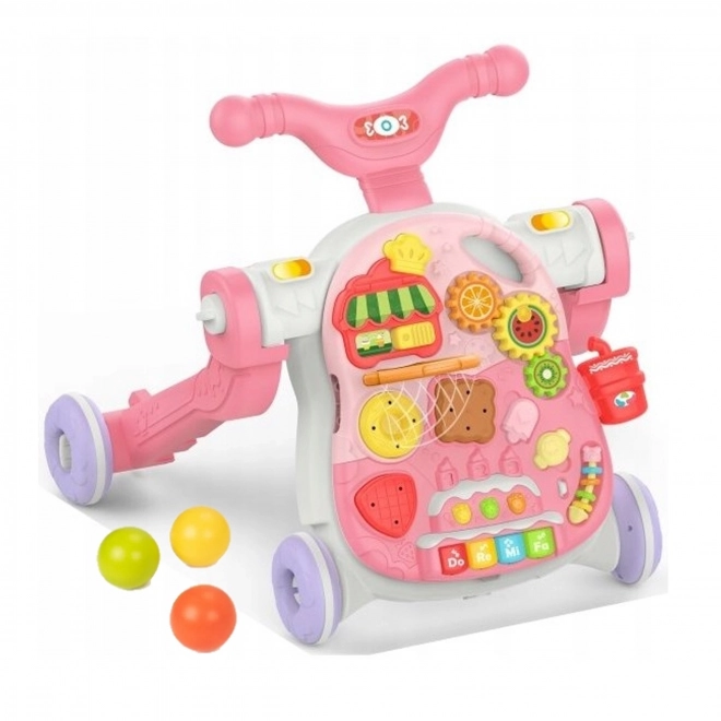 Chariot de marche multifonction 5 en 1 rose pour enfants