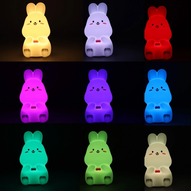 Lampe de nuit LED pour enfant en silicone Blanche avec lapin rose