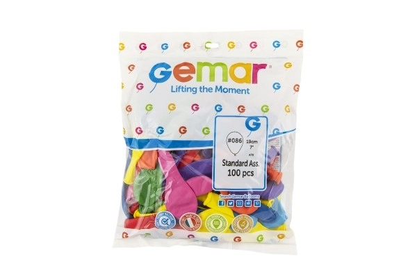 Ballons colorés gonflables 19 cm - 100 pièces