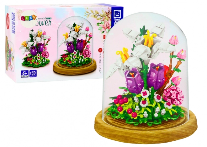 Ensemble de construction floral dans une vitrine