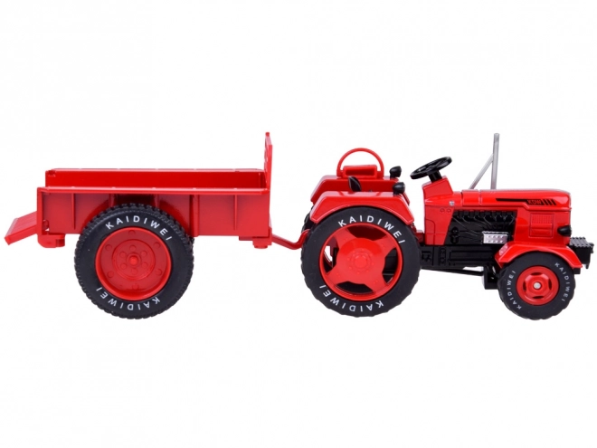 Tracteur métallique rouge avec roues en caoutchouc 1:18