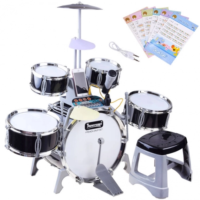 Tambour pour enfants avec microphone et panneau musical