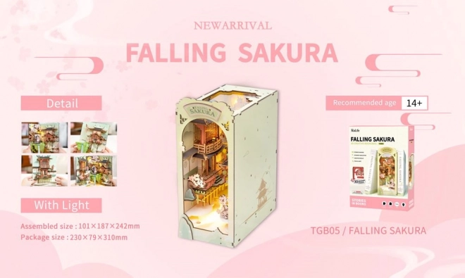 RoboTime Puzzle 3D Serrure de Livres "Falling Sakura" (en bois)