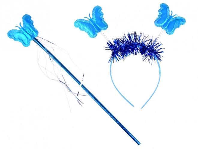 Costume de fée bleue lumineuse pour petite avec ailes de papillon