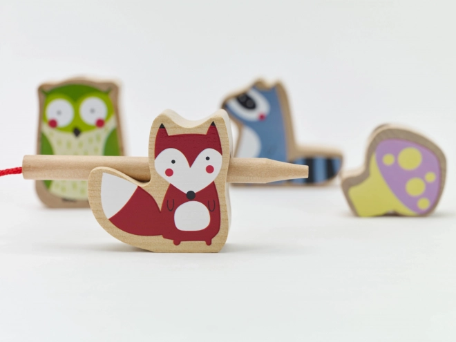 Perles en bois à enfiler Les animaux de la forêt