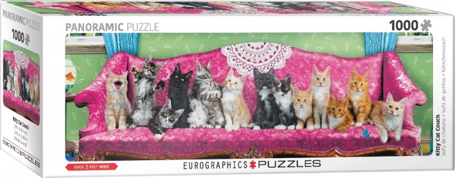 Puzzle panoramique Chats sur un canapé de chat - 1000 pièces
