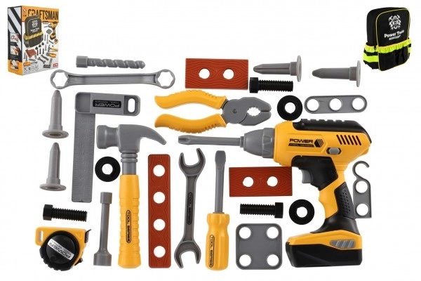 Ensemble d'outils en plastique avec perceuse sans fil et sac à dos