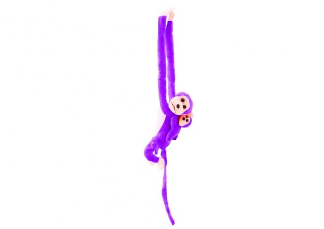 Singe en peluche violet avec bébé