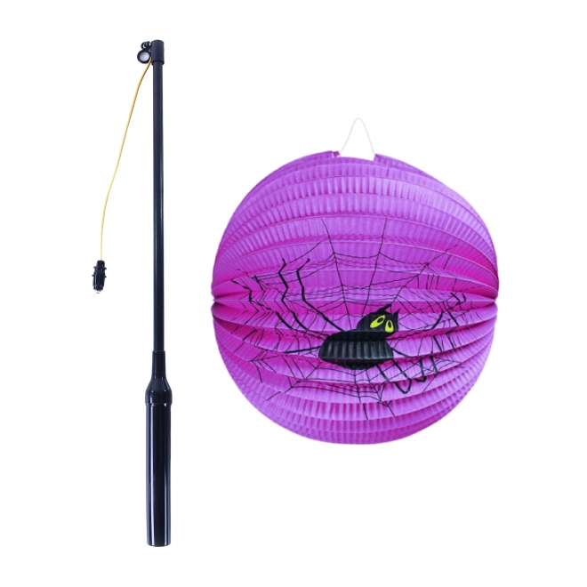 Lampion Halloween araignée 25 cm avec bâton lumineux 50 cm