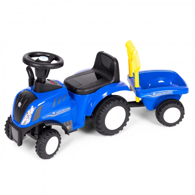 Tracteur pour enfants avec remorque, volant interactif, sons, couleur bleue