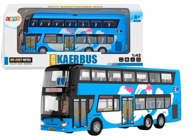 Autobus touristique à deux niveaux bleu 1:42