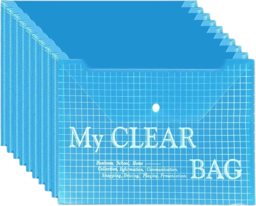 Chemise transparente avec fermeture à pression bleue A4