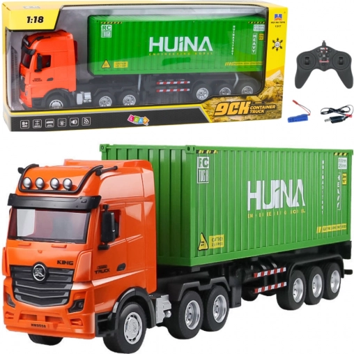 Camion RC avec conteneur 1:18 vert HUINA