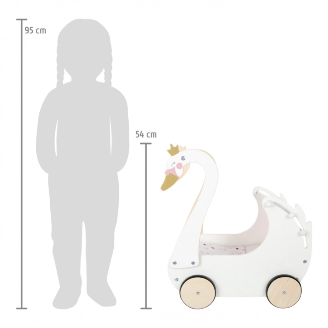 Landau en bois pour enfants Cygne