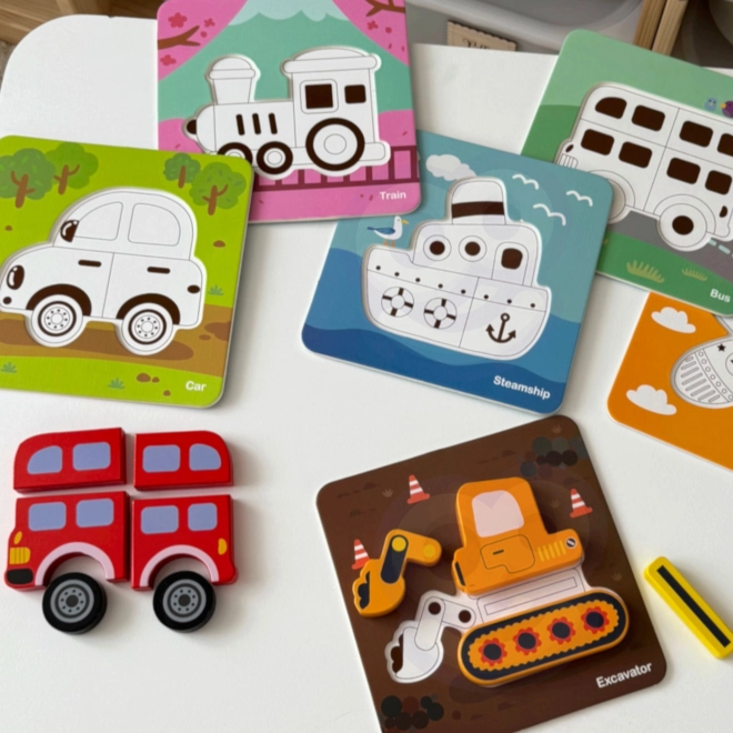 Puzzle en bois véhicules Montessori Woopie FSC
