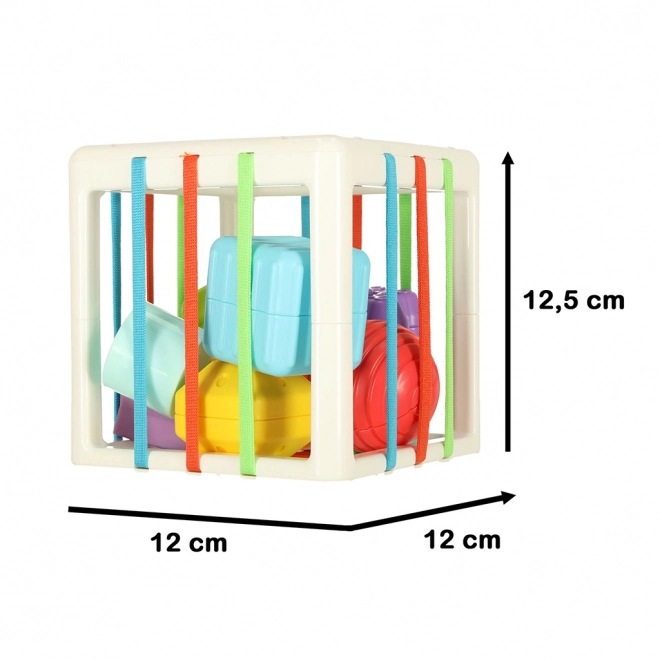 Cube sensoriel flexible avec blocs puzzle carrés et trieur de formes