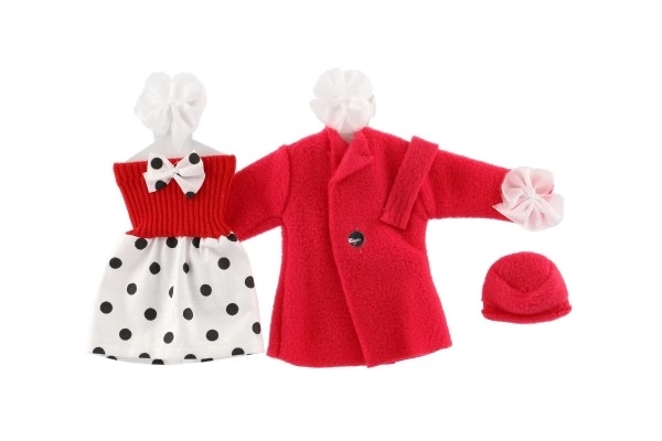 Robes/Vêtements - robes, manteau et bonnet pour poupées assortiment sur carte 22x21cm