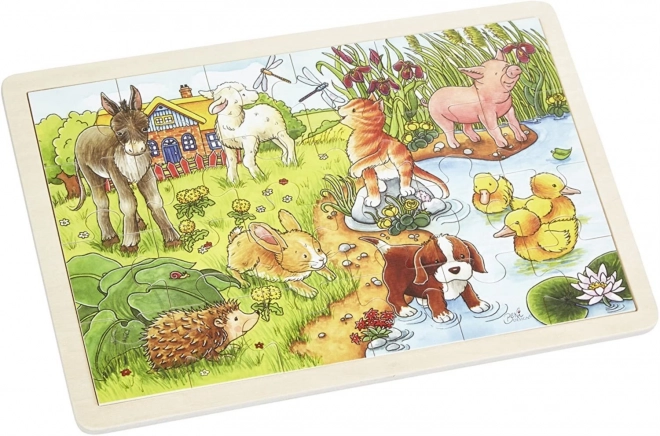 Puzzle en bois avec animaux de la ferme 24 pièces