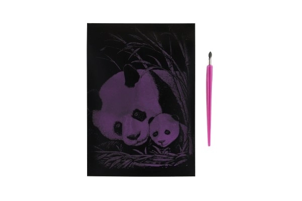 Image à gratter argentée Panda 12,5x18cm sur carte