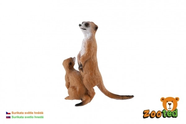 Figurine décorative Suricate avec petit - plastique, marron clair, 8cm