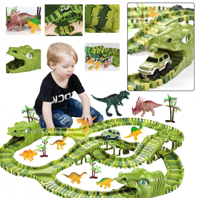 Circuit de course de dinosaures à monter soi-même 240 pièces