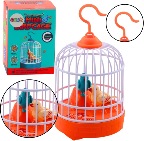 Oiseaux chanteurs en cage – orange, lumière et son