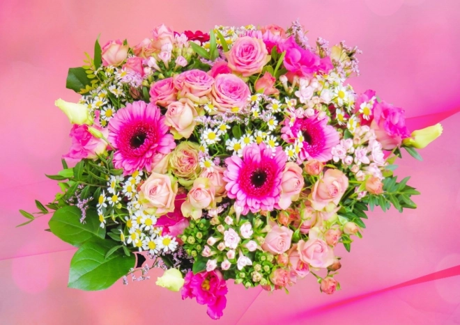 Bluebird puzzle bouquet de roses rose 500 pièces