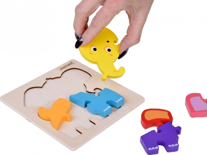 Puzzle éducatif en bois éléphant
