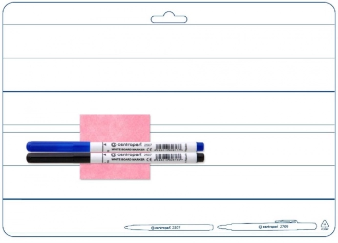 CENTROPEN Tableau effaçable A4 (double face) + 2 marqueurs